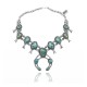 Squash Blossom .925 Sterling Silver Certified Authentic Navajo Native American Natural Turquoise Necklace 35124