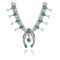 Squash Blossom .925 Sterling Silver Certified Authentic Navajo Native American Natural Turquoise Necklace 35125
