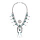 Squash Blossom .925 Sterling Silver Certified Authentic Navajo Native American Natural Turquoise Necklace 35125