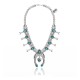Squash Blossom .925 Sterling Silver Certified Authentic Navajo Native American Natural Turquoise Necklace 35125