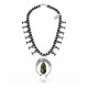 Squash Blossom .925 Sterling Silver Certified Authentic Handmade Navajo Native American Natural Turquoise Necklace 35128