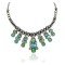 Wave .925 Sterling Silver Certified Authentic Handmade Navajo Native American Natural Turquoise Necklace 35129