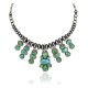 Wave .925 Sterling Silver Certified Authentic Handmade Navajo Native American Natural Turquoise Necklace 35129