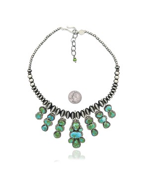 Wave .925 Sterling Silver Certified Authentic Handmade Navajo Native American Natural Turquoise Necklace 35129 Wave .925 Sterling Silver Certified Authentic Handmade Navajo Native American Natural Turquoise Necklace 35129