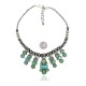 Wave .925 Sterling Silver Certified Authentic Handmade Navajo Native American Natural Turquoise Necklace 35129