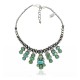 Wave .925 Sterling Silver Certified Authentic Handmade Navajo Native American Natural Turquoise Necklace 35129