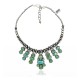 Wave .925 Sterling Silver Certified Authentic Handmade Navajo Native American Natural Turquoise Necklace 35129