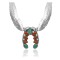 Squash Blossom .925 Sterling Silver Certified Authentic Handmade Navajo Native American Natural Turquoise Coral Necklace 35130