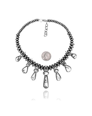 Swirl .925 Sterling Silver Certified Authentic Handmade Navajo Native American White Buffalo Necklace 35132 Swirl .925 Sterling Silver Certified Authentic Handmade Navajo Native American White Buffalo Necklace 35132