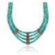.925 Sterling Silver Certified Authentic Navajo Native American 3 strand Magnesite Necklace 35133