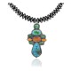 .925 Sterling Silver Certified Authentic Handmade Navajo Native American Natural Turquoise Spiny Oyster Necklace and Pendant 35134