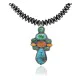 .925 Sterling Silver Handmade Navajo Native American Natural Turquoise Spiny Oyster Necklace and Pendant 35134