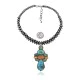 .925 Sterling Silver Handmade Navajo Native American Natural Turquoise Spiny Oyster Necklace and Pendant 35134