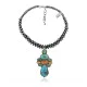 .925 Sterling Silver Handmade Navajo Native American Natural Turquoise Spiny Oyster Necklace and Pendant 35134