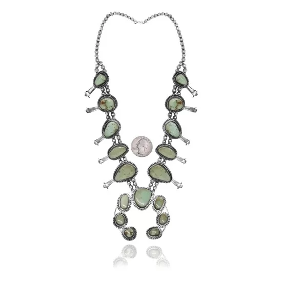 .925 Sterling Silver Handmade Navajo Native American Natural Turquoise Necklace 35135 .925 Sterling Silver Handmade Navajo Native American Natural Turquoise Necklace 35135