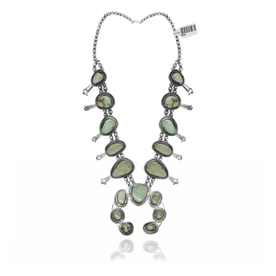 .925 Sterling Silver Handmade Navajo Native American Natural Turquoise Necklace 35135 .925 Sterling Silver Handmade Navajo Native American Natural Turquoise Necklace 35135