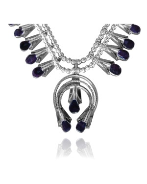 .925 Sterling Silver Certified Authentic Handmade Navajo Native American Spiny Oyster Necklace 35136
