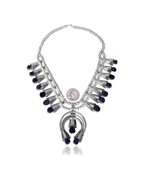 .925 Sterling Silver Certified Authentic Handmade Navajo Native American Spiny Oyster Necklace 35136
