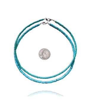 .925 Sterling Silver Certified Authentic Navajo Native American 2 strand Magnesite Necklace 35145