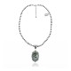 Sun .925 Sterling Silver Certified Authentic Handmade Navajo Native American Natural Turquoise Necklace 35146