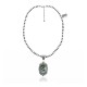 Sun .925 Sterling Silver Certified Authentic Handmade Navajo Native American Natural Turquoise Necklace 35146
