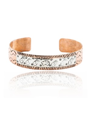 Handmade Bear Certified Authentic Roanhorse Navajo Pure .925 Sterling Silver and Copper Native American Bracelet 12770-3-2