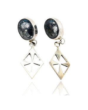 Certified Authentic Handmade Navajo .925 Sterling Silver Native American Natural Lapis Post Earrings 27115-2-2