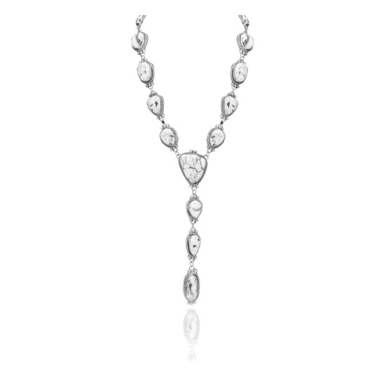 Swirl .925 Sterling Silver Certified Authentic Handmade Navajo Native American White Buffalo Necklace 35140