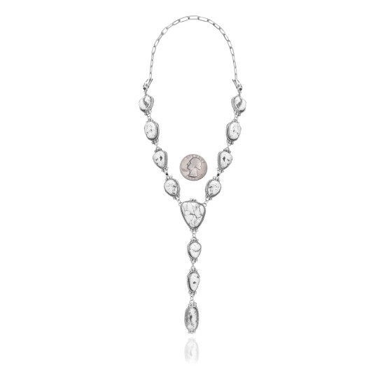 Swirl .925 Sterling Silver Certified Authentic Handmade Navajo Native American White Buffalo Necklace 35140