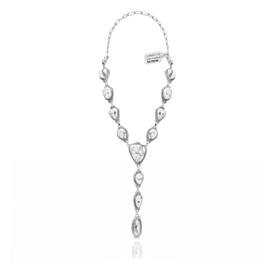 Swirl .925 Sterling Silver Certified Authentic Handmade Navajo Native American White Buffalo Necklace 35140