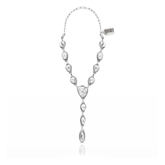 Swirl .925 Sterling Silver Certified Authentic Handmade Navajo Native American White Buffalo Necklace 35140