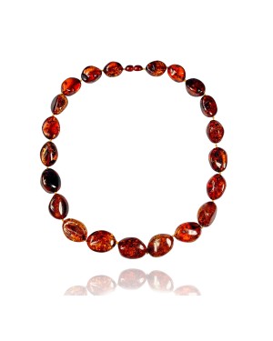 .925 Sterling Silver Certified Authentic Navajo Native American 1 strand Amber Necklace 35144