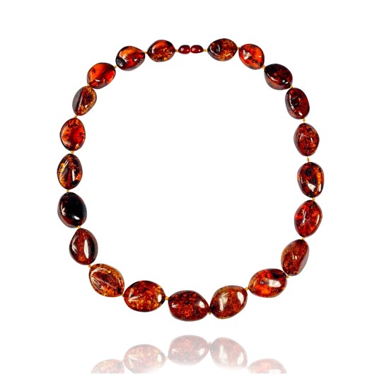 .925 Sterling Silver Certified Authentic Navajo Native American 1 strand Amber Necklace 35144