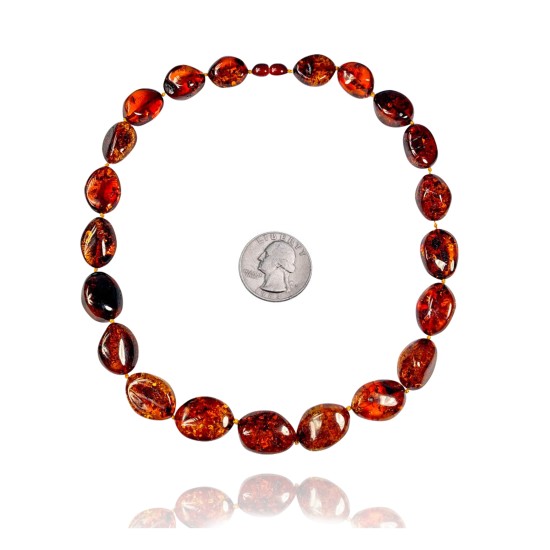 .925 Sterling Silver Certified Authentic Navajo Native American 1 strand Amber Necklace 35144