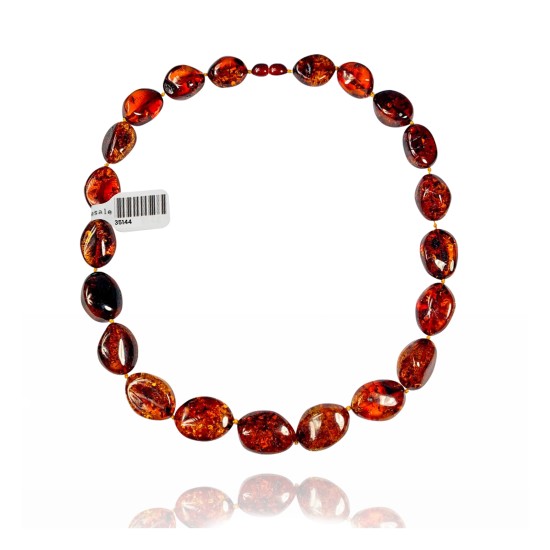 .925 Sterling Silver Certified Authentic Navajo Native American 1 strand Amber Necklace 35144
