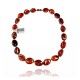 .925 Sterling Silver Certified Authentic Navajo Native American 1 strand Amber Necklace 35144