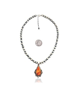 Sun .925 Sterling Silver Certified Authentic Handmade Navajo Native American Spiny Oyster Necklace 35149 Sun .925 Sterling Silver Certified Authentic Handmade Navajo Native American Spiny Oyster Necklace 35149