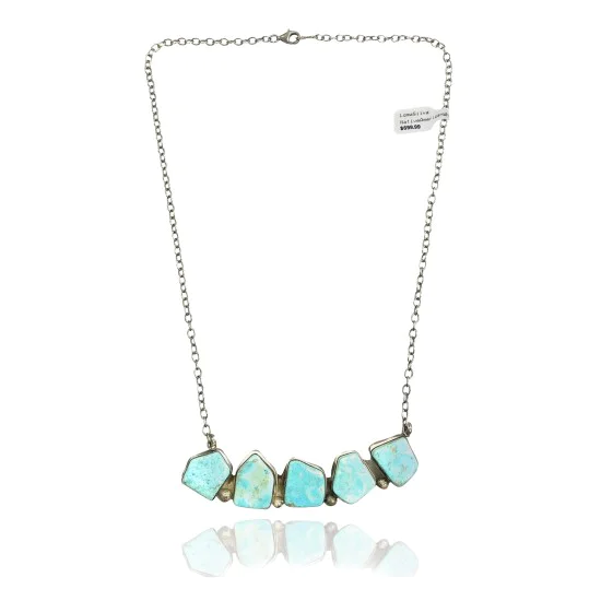 .925 Sterling Silver Navajo Native American Natural Turquoise Necklace 35158 .925 Sterling Silver Navajo Native American Natural Turquoise Necklace 35158
