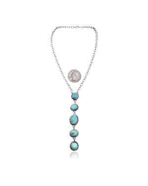 .925 Sterling Silver Certified Authentic Navajo Native American Natural Turquoise Necklace 35159 .925 Sterling Silver Certified Authentic Navajo Native American Natural Turquoise Necklace 35159