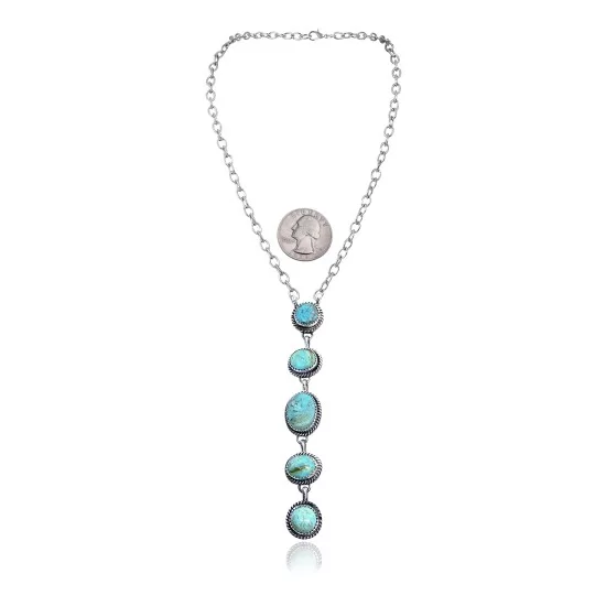 .925 Sterling Silver Navajo Native American Natural Turquoise Necklace 35159 .925 Sterling Silver Navajo Native American Natural Turquoise Necklace 35159