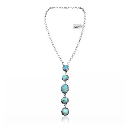 .925 Sterling Silver Navajo Native American Natural Turquoise Necklace 35159 .925 Sterling Silver Navajo Native American Natural Turquoise Necklace 35159