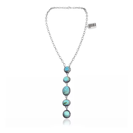 .925 Sterling Silver Navajo Native American Natural Turquoise Necklace 35159 .925 Sterling Silver Navajo Native American Natural Turquoise Necklace 35159