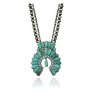 .925 Sterling Silver Navajo Native American Natural Turquoise Necklace 35160