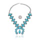 .925 Sterling Silver Certified Authentic Navajo Native American Natural Turquoise Necklace 35161