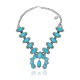 .925 Sterling Silver Certified Authentic Navajo Native American Natural Turquoise Necklace 35161