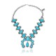 .925 Sterling Silver Certified Authentic Navajo Native American Natural Turquoise Necklace 35161
