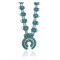 Squash Blossom  .925 Sterling Silver Certified Authentic Handmade Navajo Native American Natural Turquoise Necklace 35163