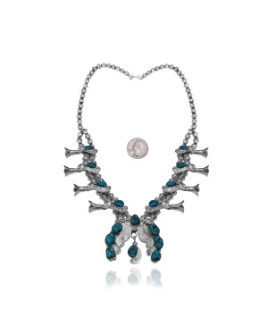 Feather .925 Sterling Silver Certified Authentic Handmade Navajo Native American Turquoise Necklace 35164 Feather .925 Sterling Silver Certified Authentic Handmade Navajo Native American Turquoise Necklace 35164