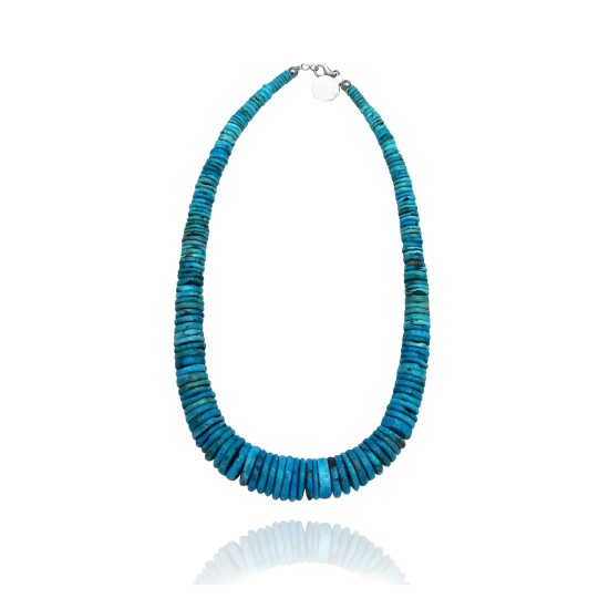 .925 Sterling Silver Certified Authentic Navajo Native American 1 strand Graduated Magnesite Necklace 35165