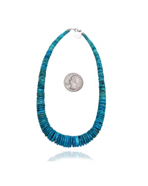 .925 Sterling Silver Certified Authentic Navajo Native American 1 strand Graduated Magnesite Necklace 35165